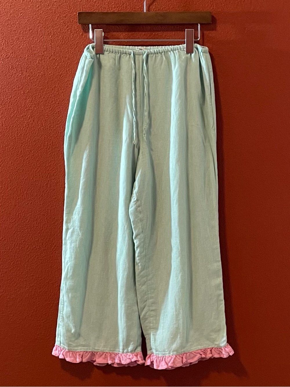 Dora Larsen Women’s Rosie Palazzo Organic Breathable Linen Coquette Beach Pants